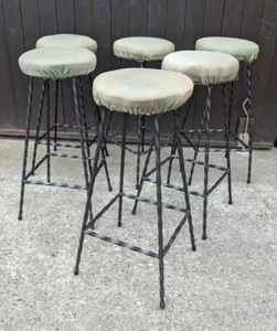 60er Vintage Barhocker Metall Sessel Hocker Stuhl Barstuhl Mid Century 60s 1/6 - Bild 1 von 16