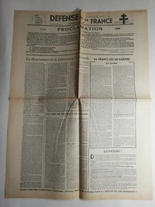 N256 La Une Du Journal Defense de la France 15 janvier 1944 proclamation  - Imagen 1 de 2