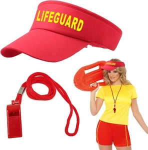 EUPSIIU 2 Pieces Lifeguard Costume Set, Lifeguard Hat and Guard Whistle, Lifegu - Picture 1 of 7