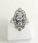 18ct Gold Diamond Ring Sapphire Marquise Victorian Antique 1.75ct  size T