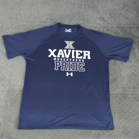 Xavier Musketeers Shirt Under Armour Short Sleeve Adult XL Men HeatGear Blue Cover