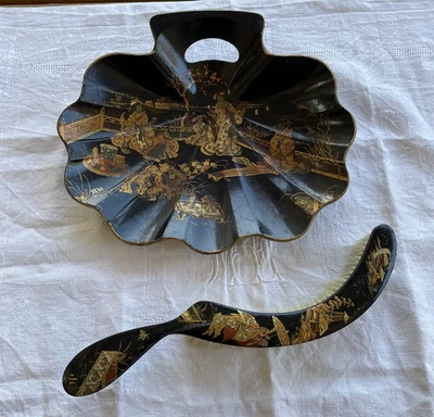 Ramasse -miettes Style Napoléon III En Carton Bouilli Décoré - Photo 1/4