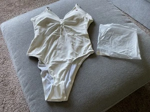 NWT Amor at 7  One Piece Bodysuit/Swimsuit White Size Large - Picture 1 of 2