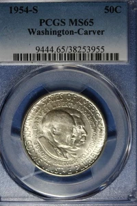 1954 S PCGS MS65 WASHINGTON CARVER HALF DOLLAR #B51357 - Picture 1 of 2