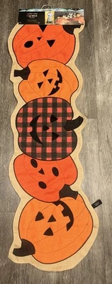 CYNTHIA ROWLEY Jute Table Runner HALLOWEEN Fall Pumpkins Trick Or Treat 15 X 48” - Image 1 of 4