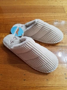 Womens Peter Alexander L 9 - 10 slipper scuffs corduroy faux fur lined CREAM - Picture 1 of 3