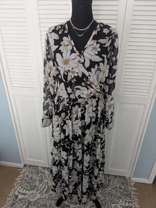 Kate & Lily Kleid Damen 14 Blumen gesmokte Taille Maxi transparent gefüttert romantisch fließend - Bild 1 von 14