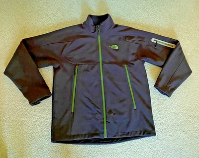 The North Face Apex 仿生毛衣夹克男式 M 黑色绿色全拉链软壳 — 第 1/4 张图片