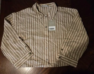 Pigiama Everlane marrone e bianco a righe con bottoni tessuto cotone crop taglia S nuovo con etichette  - Foto 1 di 6