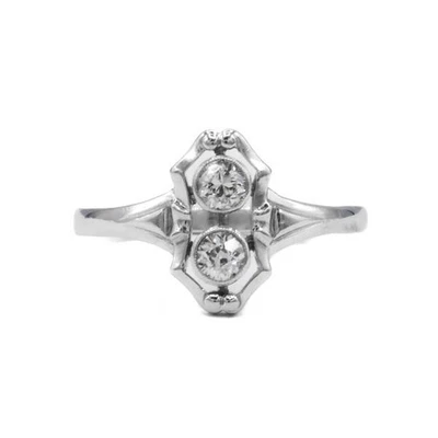 Ring Art Déco mit 2 Altschliffdiamanten 0,40 ct. in Platin Gr. 60 Sammlerstück - Bild 1 von 4