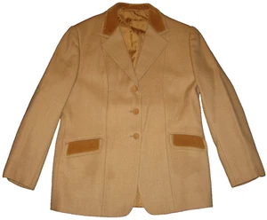 Vintage Wells of Mayfair maßgeschneiderter Blazer Gold Tweed Wolle Samtbesatz Reitstil 12 - Bild 1 von 7