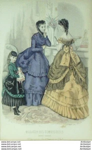 Mode Magasin des demoiselles 1869 # 1 Gravure originale aquarellee - Picture 1 of 1