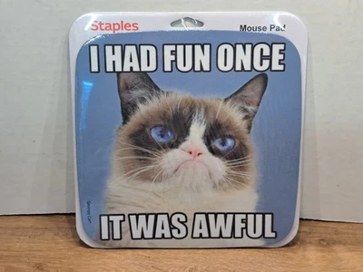 Official GRUMPY CAT I Had Fun Once It Was Awful Non-Skid Mousepad NEW Mouse Pad - Image 1 of 3