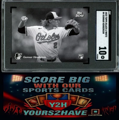 2023 Topps Black & White #4 Gunnar Henderson ROOKIE RC Baltimore Orioles SGC 10 - Image 1 of 2