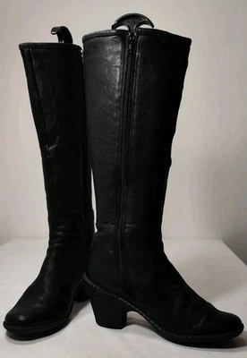 Botas Camper Y2K Cuero Negro Tacón Hasta la Rodilla De Colección UK5 EU38  Foto 1 de 4