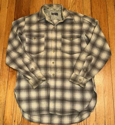 Camisa de Tablero Pendleton Vintage 100% Lana Gris Franela Cuadros Ombre Para Hombres Talla 16 L Foto 1 de 4
