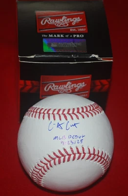Oakland Athletics CARLOS CORTES Signed MLB BASEBALL PSA Witnessed COA 4C42447 - Image 1 of 3