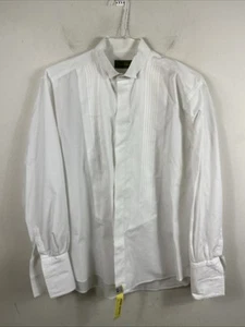 Victor Talbots Hombre Esmoquin Babero Camisa Puño Francés Blanco Botones Ocultos Talla 15.5 - Imagen 1 de 10