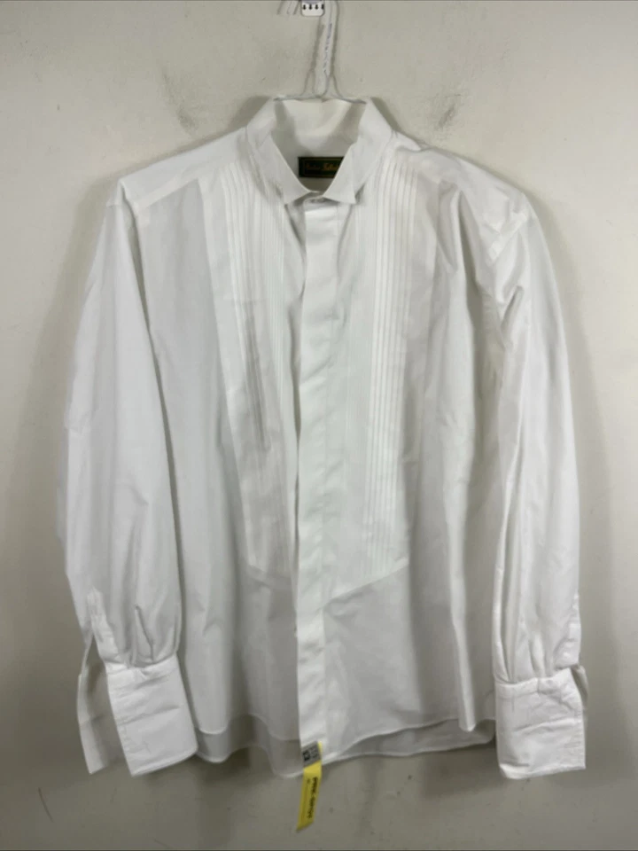 Victor Talbots Men’s Tuxedo Bib Shirt French Cuff White Hidden Buttons Sz 15.5 - Image 1 of 4