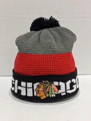 Chicago Blackhawks Reebok Invierno Sombrero Gorro Medias Gorra Esquí NHL Hockey Tobogán Foto 1 de 4