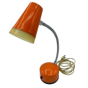 WORKING 14" MCM Orange Penetray Mini Goose Neck Cone Desk Lamp Mid-Century - Picture 1 of 7