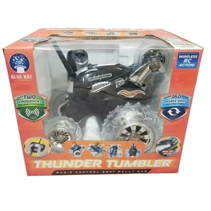 ✅THUNDER TUMBLER BLACK Wireless RC Radio Control 360º Rally Car NEW Blue Hat - Picture 1 of 6