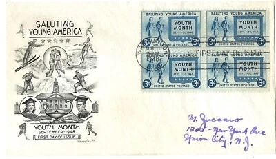 3 '48 FDCs Honoring Youth B4 SC#963, Oregon Cent. B4 SC#964, SC963 B4 on Oregon - Image 1 of 3