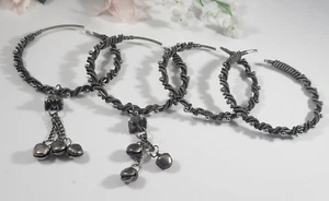 Vintage Bracelet Lot 4 Bangle Cuff Bracelets 2 with bells  Unique Twisted Design - Picture 1 of 15