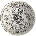 Sweden 1 Krona 1898 EB Old Silver coin - Okay condition! Oscar II - KM# 760