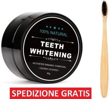 ✅ SBIANCAMENTO SBIANCANTE DENTI POLVERE DI CARBONE ATTIVO NATURALE +SPAZZOLINO