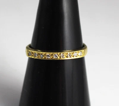 Vintage  Channel Set 9 Diamonds Half Eternity Ring 18ct Yellow Gold UK Hallmarks - Image 1 of 4