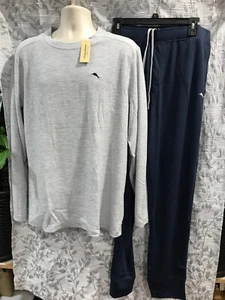 Tommy Bahama Men's Size XL Grey/Navy 2-Piece Lounge Set With Pockets NWT - Picture 1 of 8