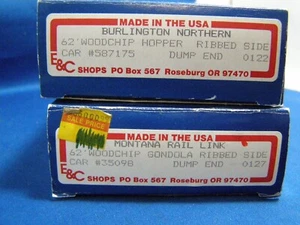 HO Scale E&C Shops 62' Woodchip Cars Dump End BN & MRL - Picture 1 of 10