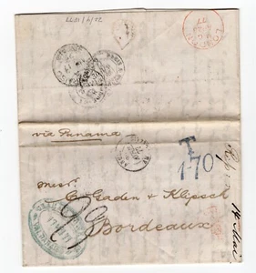 CHILE 1877 Valparaiso to France British post office complete folded cover - Picture 1 of 1