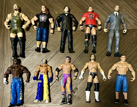 WWE MATTEL WRESTLING FIGURE LOT OF 10!! Triple H, The Miz, Bret Hart, RARE-LOOK! Cover
