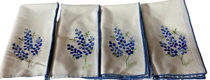 Set of 4~ Cloth Napkins 16"X16"~Lavender Flowers~Hand Painted By Thacker Cole - Picture 1 of 9