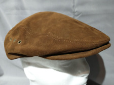 Vintage Lands End Leather Suede - Union Made - Newsboy Drivers Hat Cap - XL