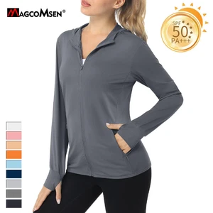 Women's UPF 50+ Long Sleeve Sun Protection T-Shirts Hoodie Lightweight Full Zip - Picture 1 of 44