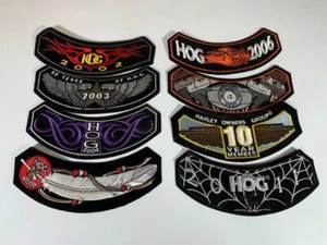 LOT OF 8 2002-2007 + 2011 + 10 Year Harley HOG Harley Owners Group Rocker Patch - Picture 1 of 4