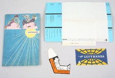 Lot of 4 Vintage 1961 Lufthansa Flight Onboard Folder Notebook Seat Marker  