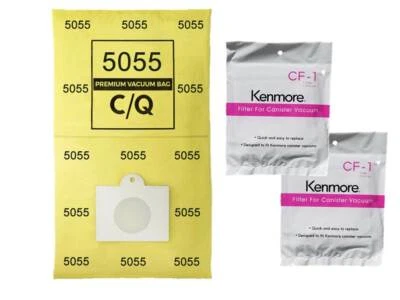 12 Bags + 2 CF1 Filter Sears Kenmore Vacuum Cleaner 5055 50557 50558 CQ Canister - Image 1 of 3