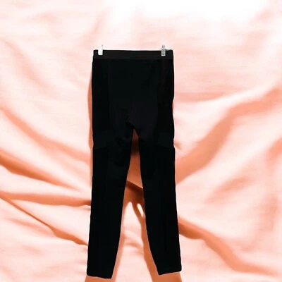 BCBG Max Azria Black Leggings XS Faux Suede Panel Sleek Stylish Stretch Comfy - Image 1 of 4