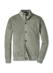 Peter Millar Glasgow Button Front Sage Fog Green Sweater/Cardigan MS24XS37 L NWT - Picture 1 of 3