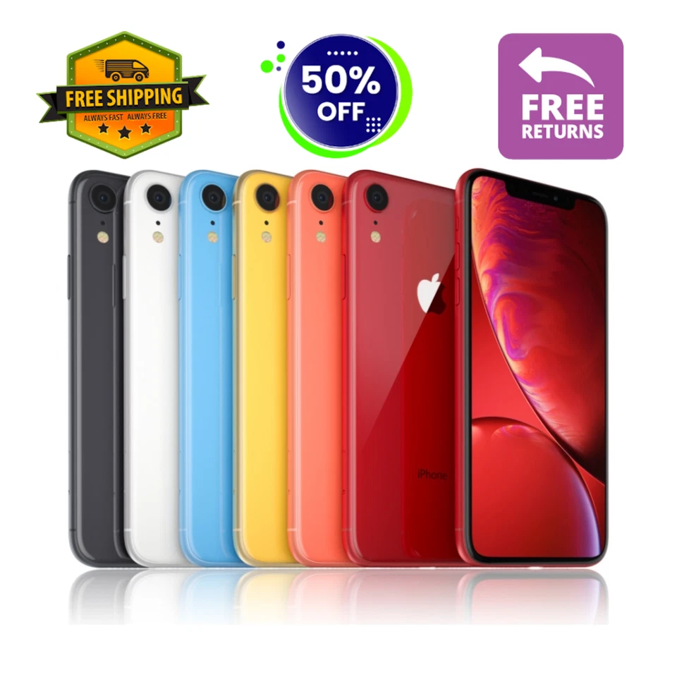 Apple iPhone XR 64GB - Black, Red, White - Unlocked, T-Mobile, Verizon, AT&T - Image 1 of 4