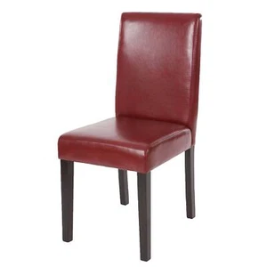 B-Ware silla de comedor Littau, silla de cocina, cuero sintético rojo-marrón, patas oscuras - Imagen 1 de 3