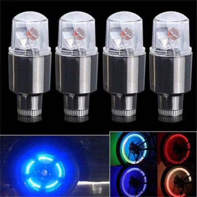 4X RGB LED Tyre Tire Air Valve Caps Light Car MotoBike Stem Cap Lamp Bulb - Image 1 of 4