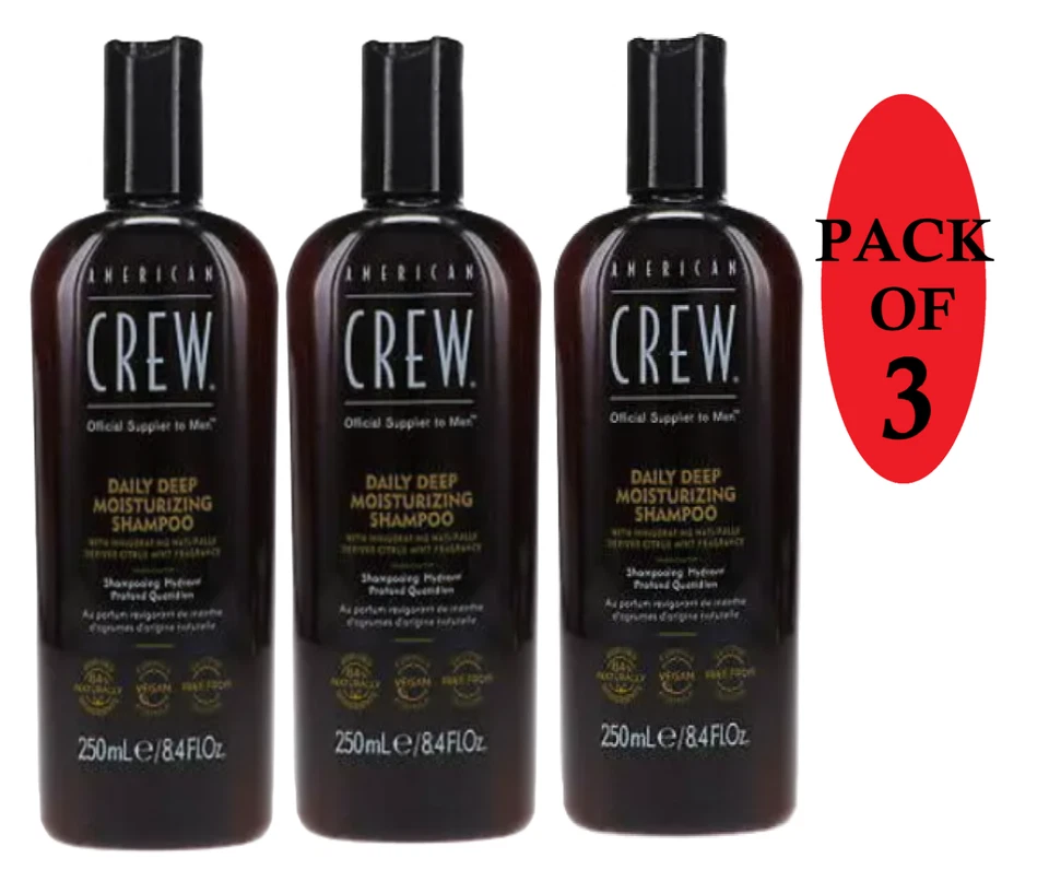 3 X American Crew Daily Deep Moisturizing Shampoo  250ml/8.4oz LOT OF 3 - Image 1 of 1