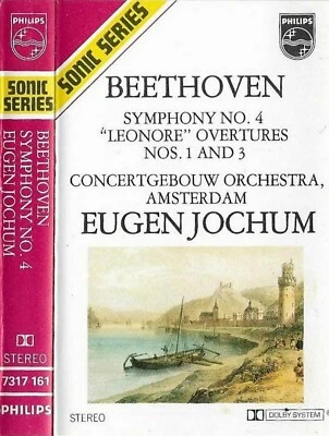 Jochum Beethoven Symphony No 4 Overtures Leonore 1,3 CASSETTE ALBUM Philips  - Image 1 of 4