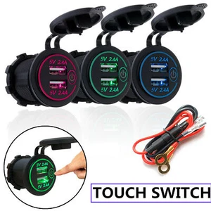 Chargeur étanche à double prise USB Voltmètre LED 12V prise courant pour voiture - Photo 1 sur 8