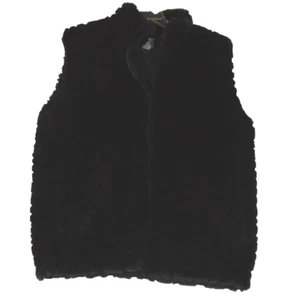 Duffel Outdoor Vest  Faux Fur Vest Dark Brown Pockets Full Zip Size XL  Vintage - Picture 1 of 8